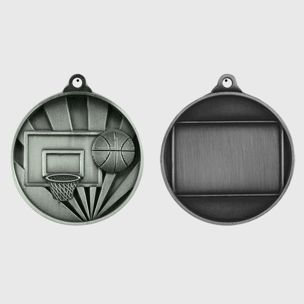 Sunrise Basketball Medal 50mm Silver