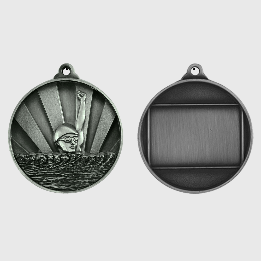 Sunrise Swimming Medal 50mm Silver