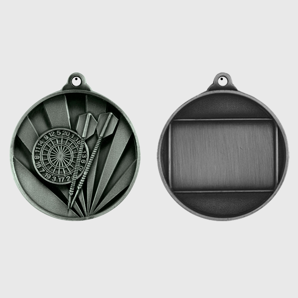 Sunrise Darts Medal 50mm Silver