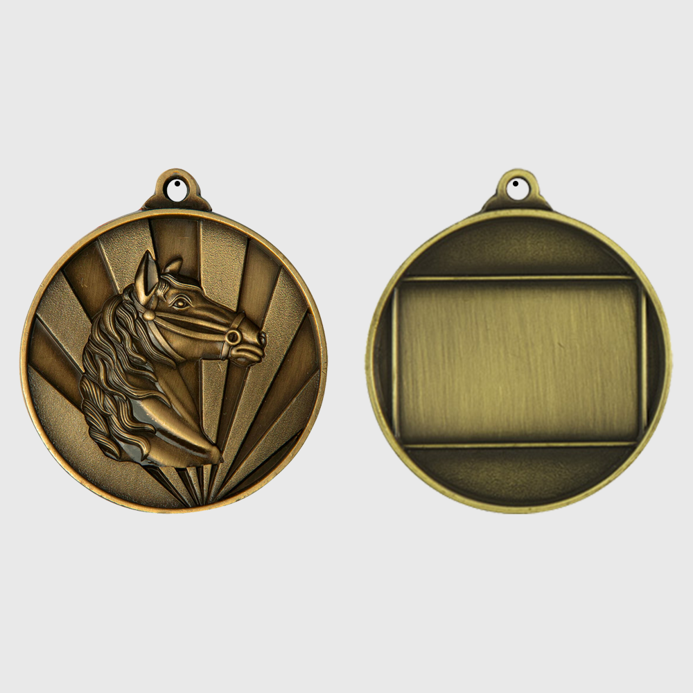 Sunrise Horse Medal 50mm Gold