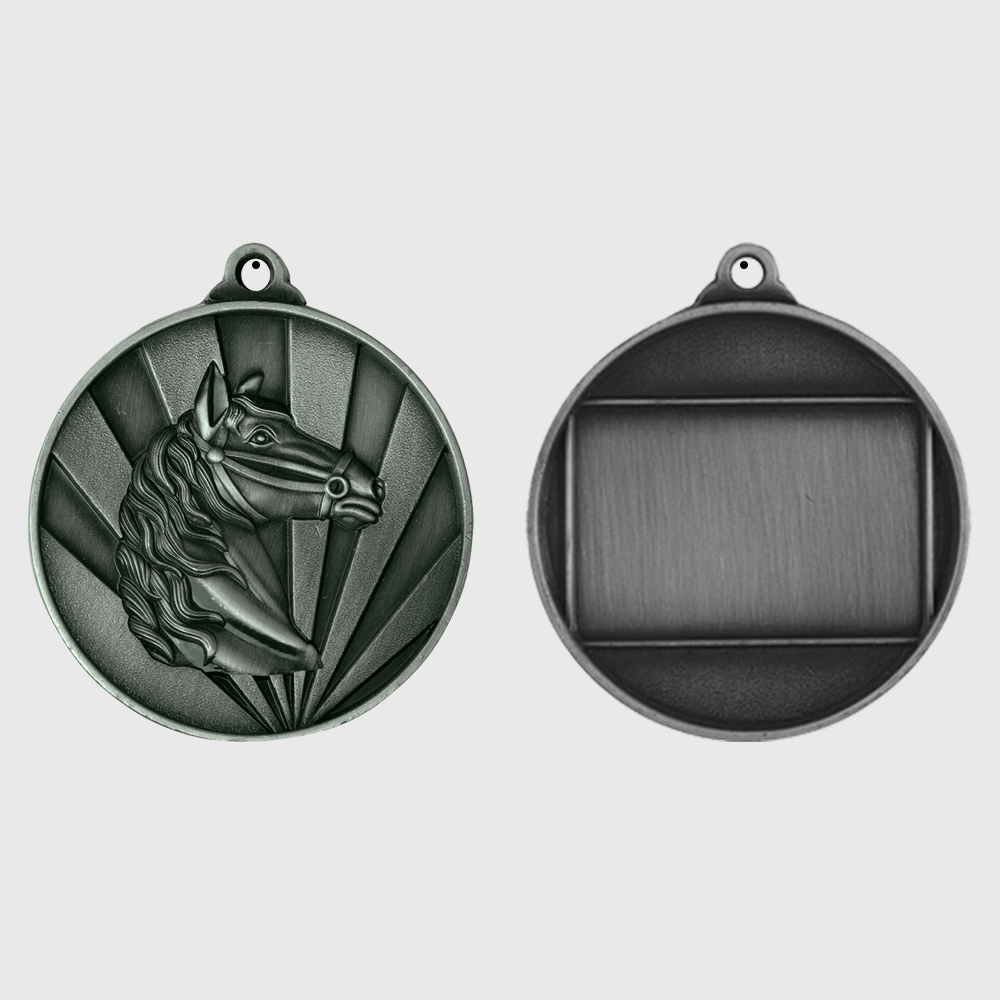 Sunrise Horse Medal 50mm Silver