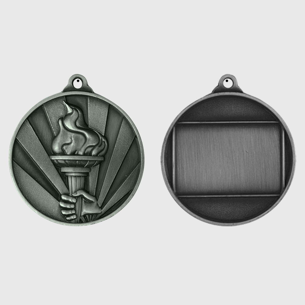 Sunrise Victory Torch Medal 50mm Silver
