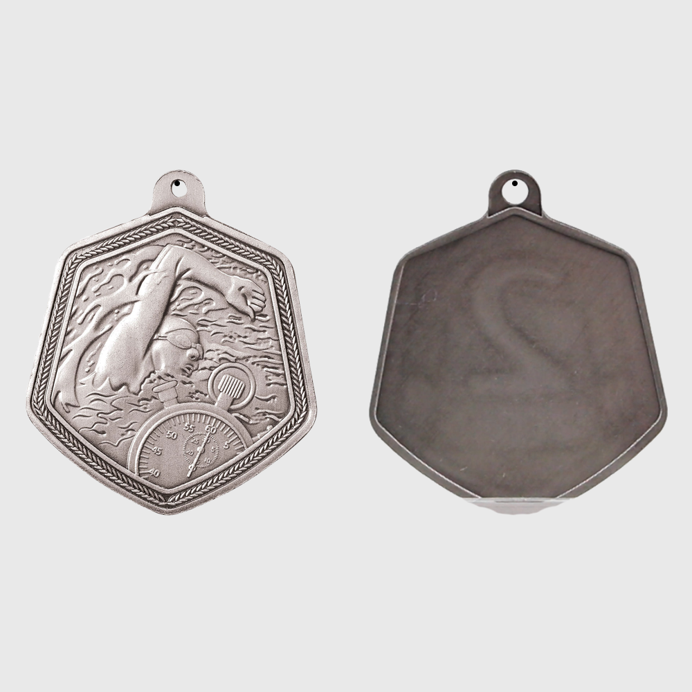 Swimming Falcon Medal Silver 65mm