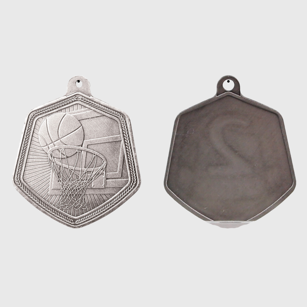 Basketball Falcon Medal Silver 65mm