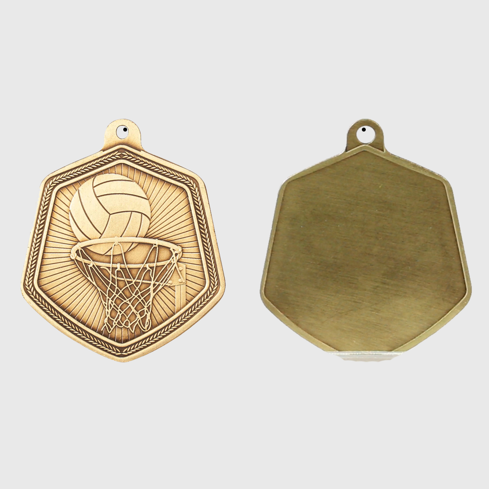Netball Falcon Medal Gold 65mm