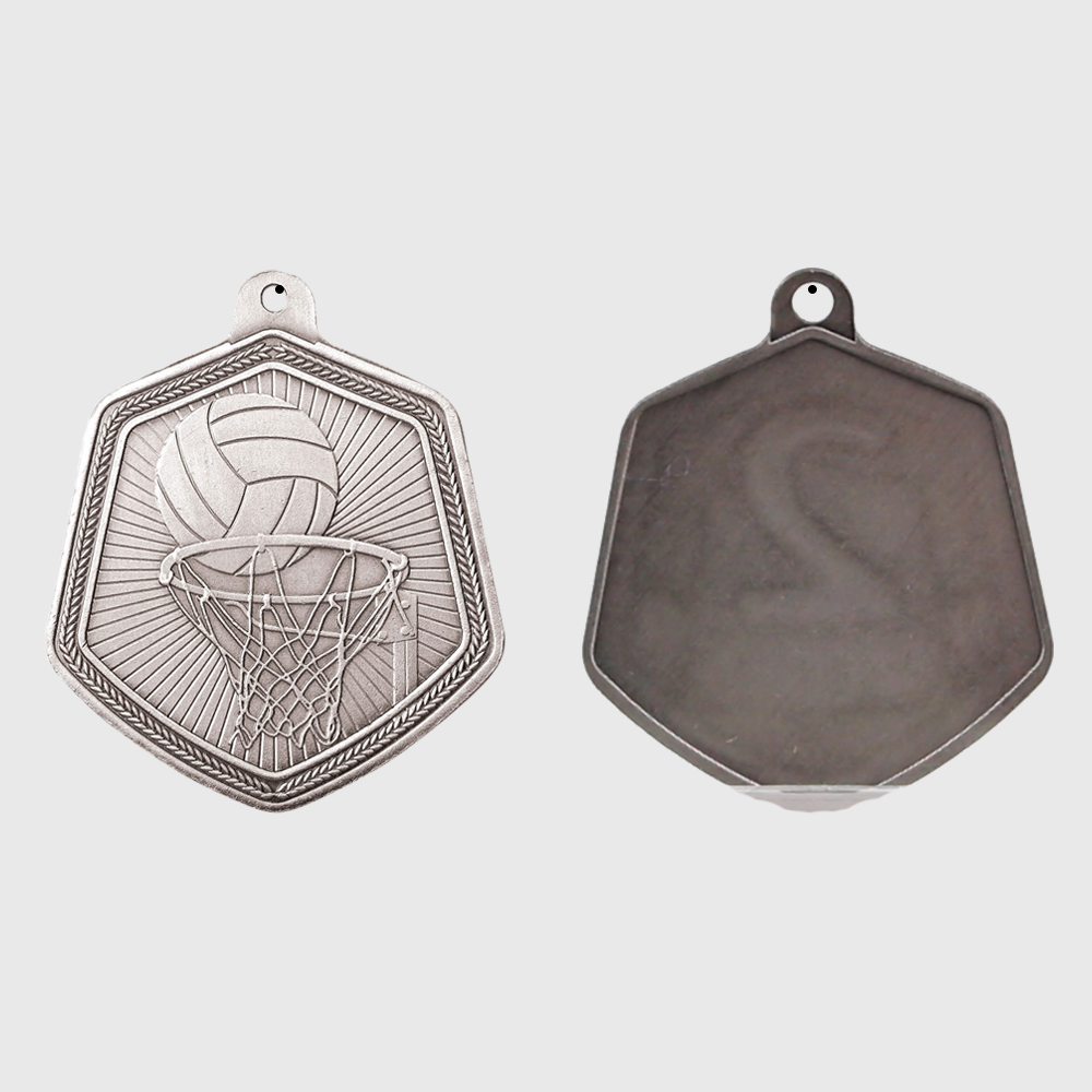 Netball Falcon Medal Silver 65mm