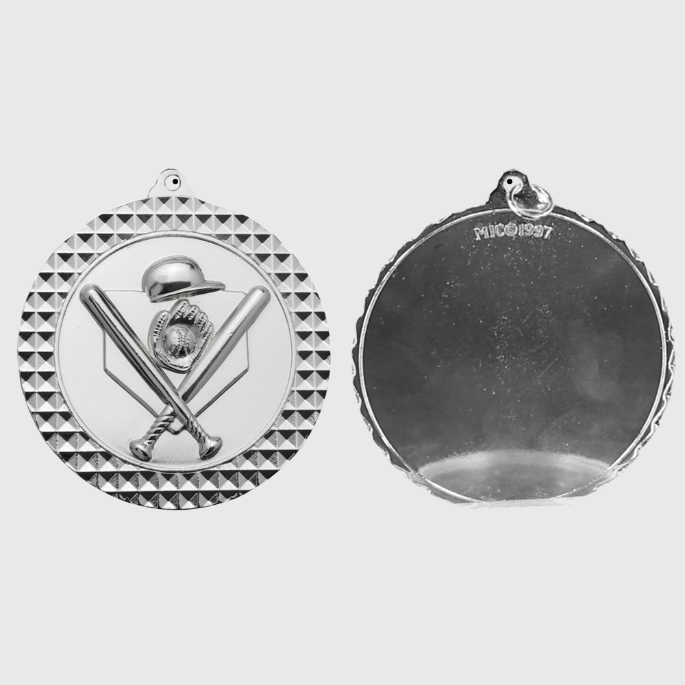 Baseball Facet Medal Silver 70mm