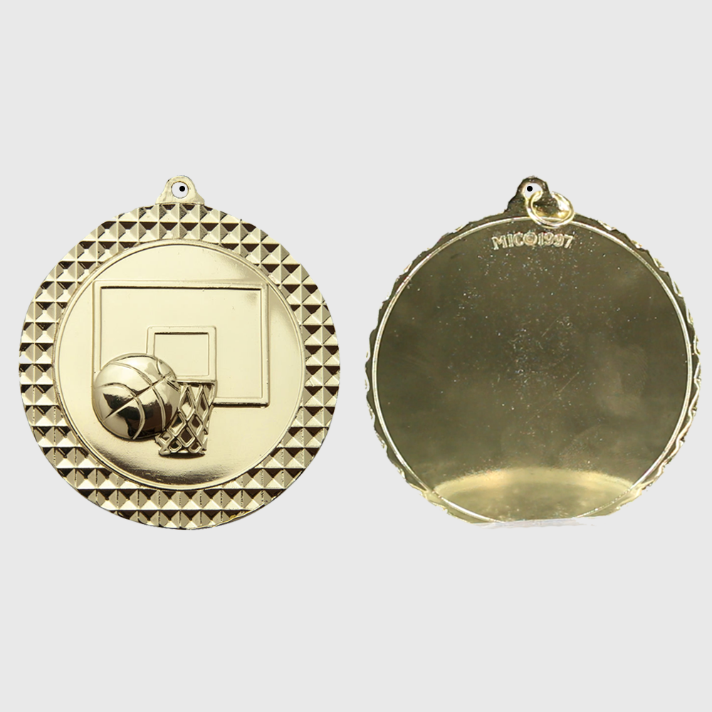 Basketball Facet Medal Gold 70mm