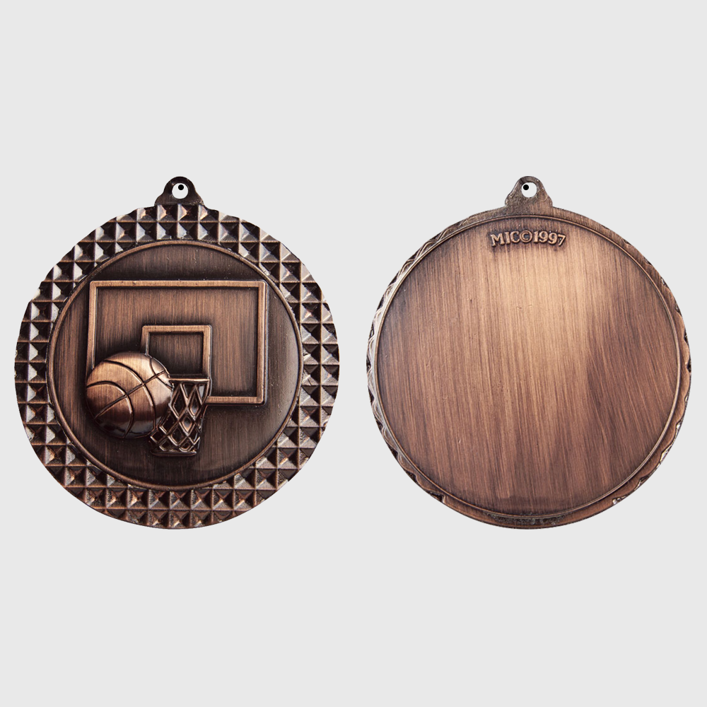 Basketball Facet Medal Bronze 70mm