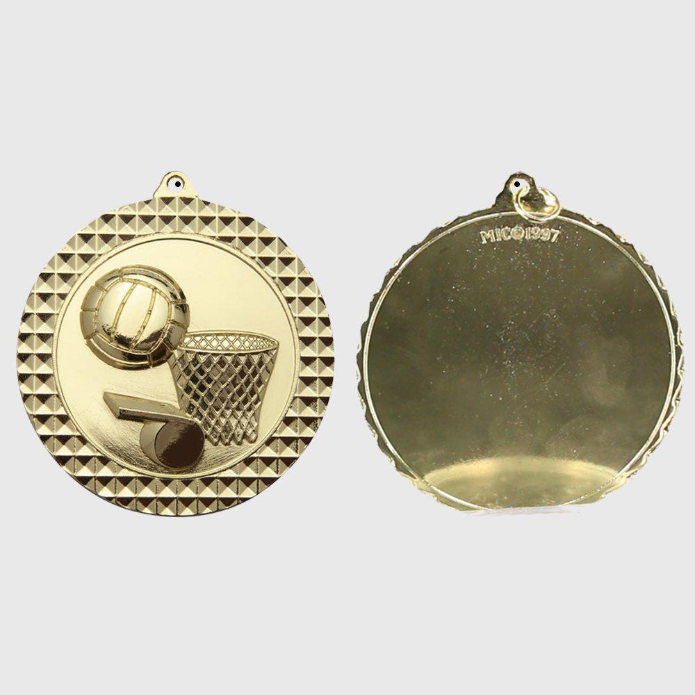 Netball Facet Medal Gold 70mm