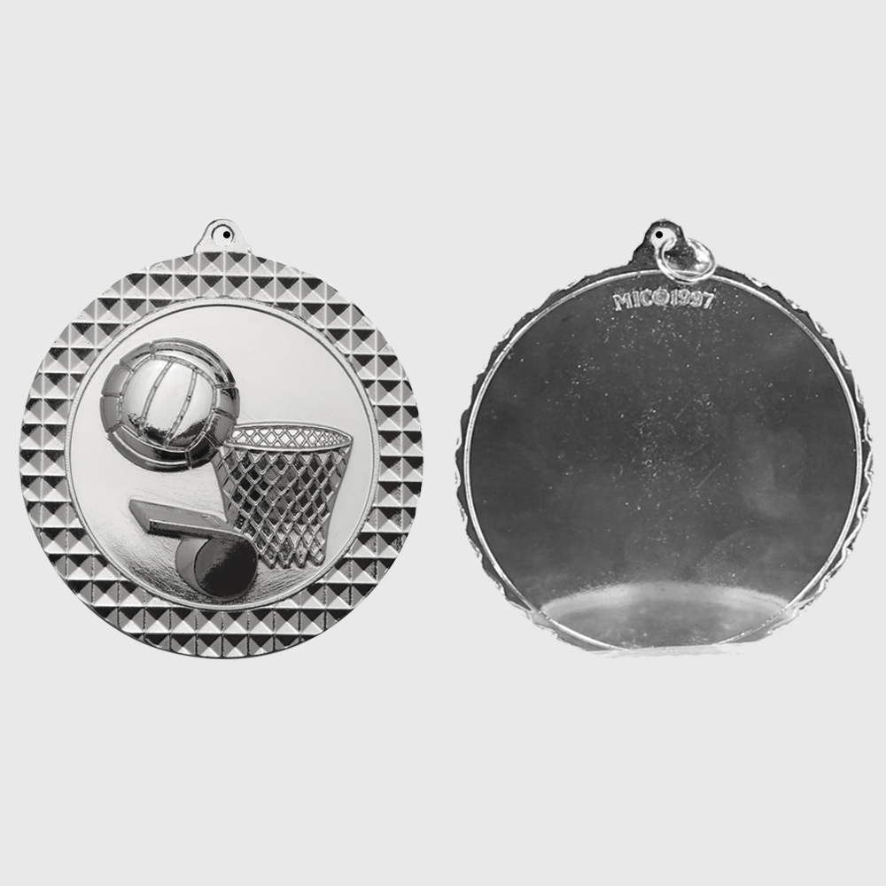 Netball Facet Medal Silver 70mm