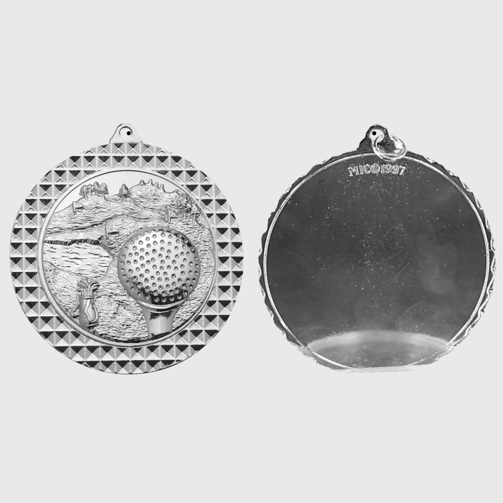 Golf Facet Medal Silver 70mm