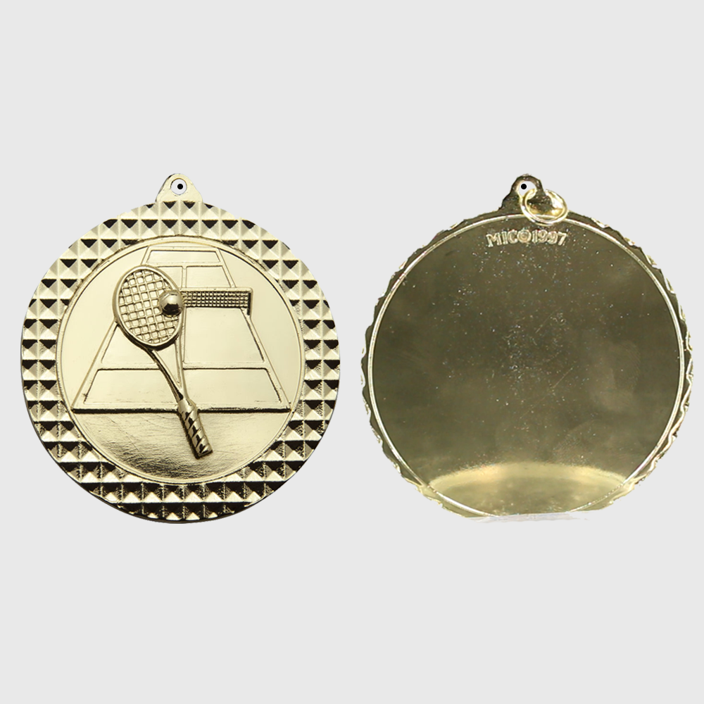 Tennis Facet Medal Gold 70mm