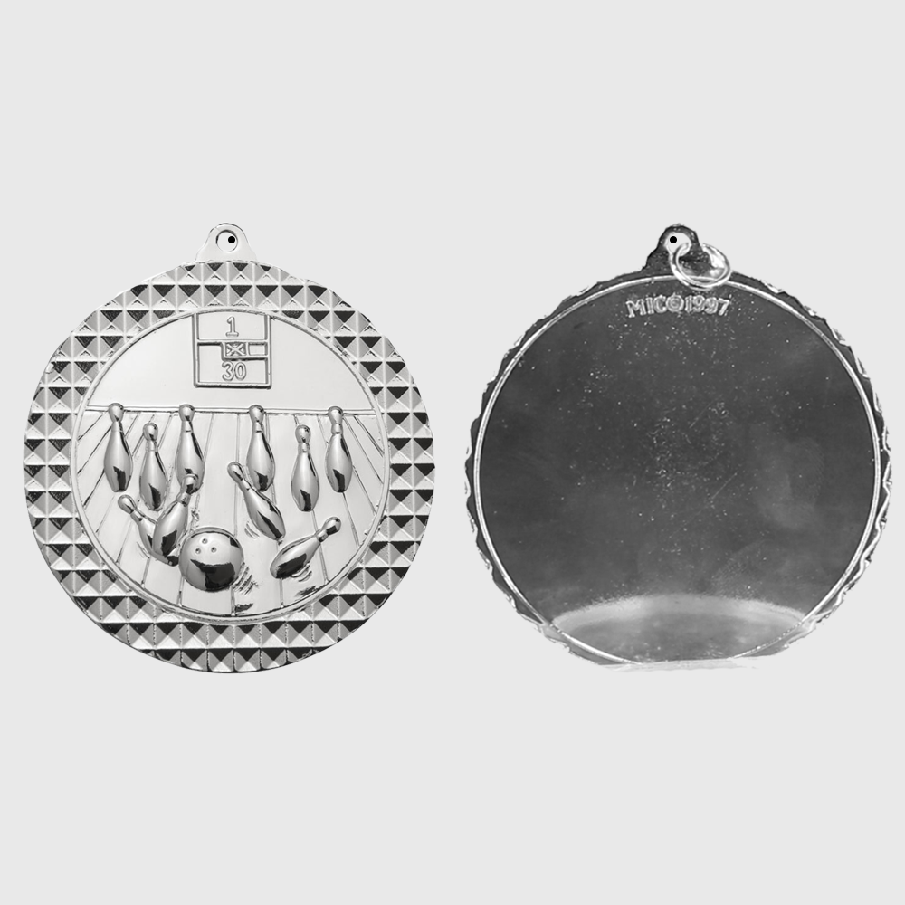 Tenpin Facet Medal Silver 70mm