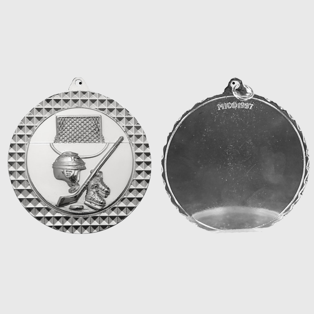 Ice Hockey Facet Medal Silver 70mm