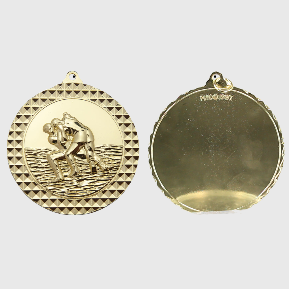 Wrestling Facet Medal Gold 70mm