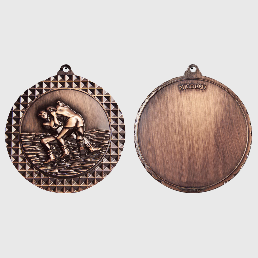 Wrestling Facet Medal Bronze 70mm
