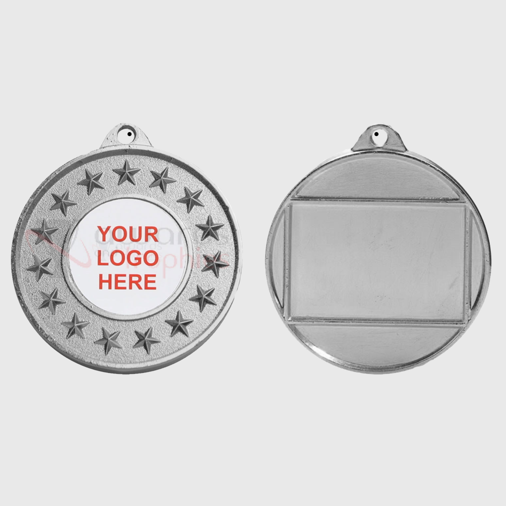 Personalised Starry Medal Silver 50mm