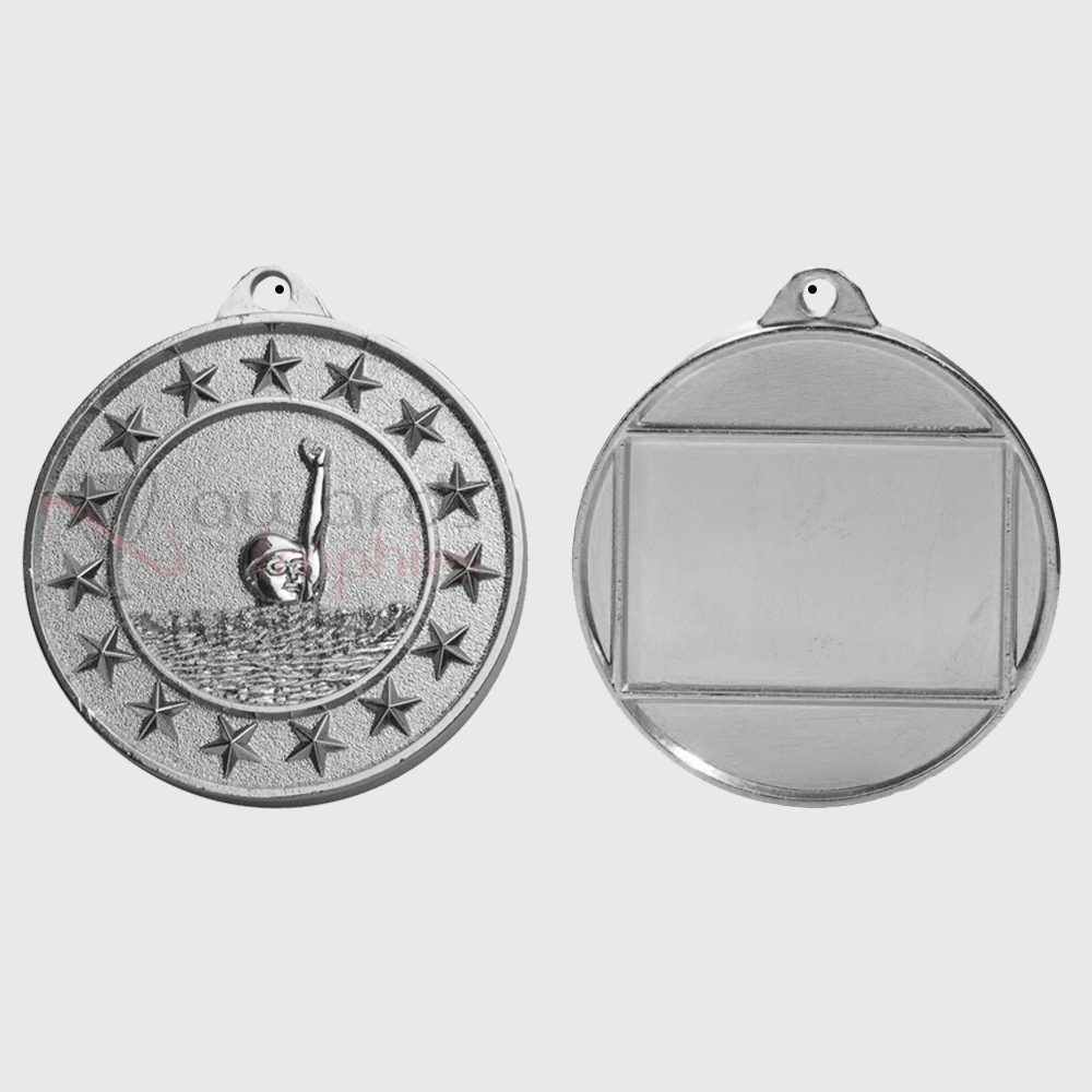 Swimming Starry Medal Silver 50mm