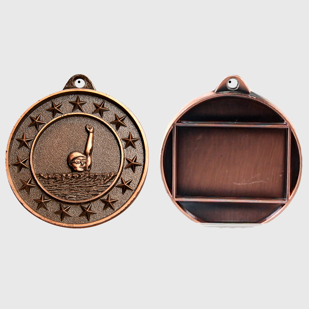 Swimming Starry Medal Bronze 50mm