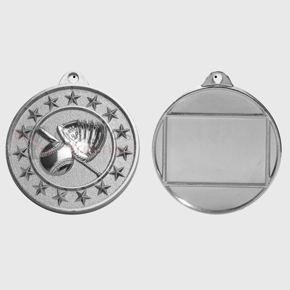 Baseball Starry Medal Silver 50mm