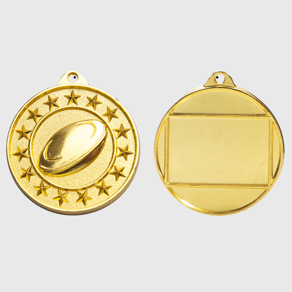 Rugby Starry Medal Gold 50mm