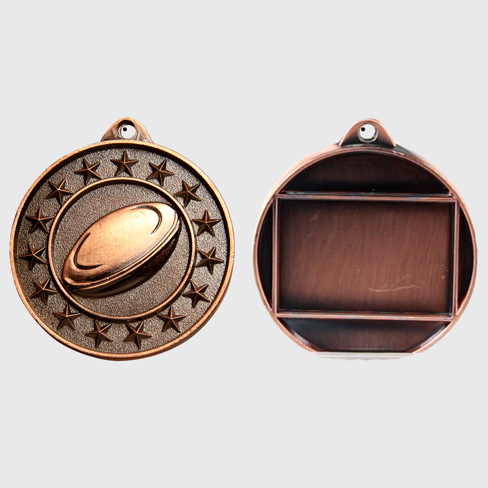 Rugby Starry Medal Bronze 50mm
