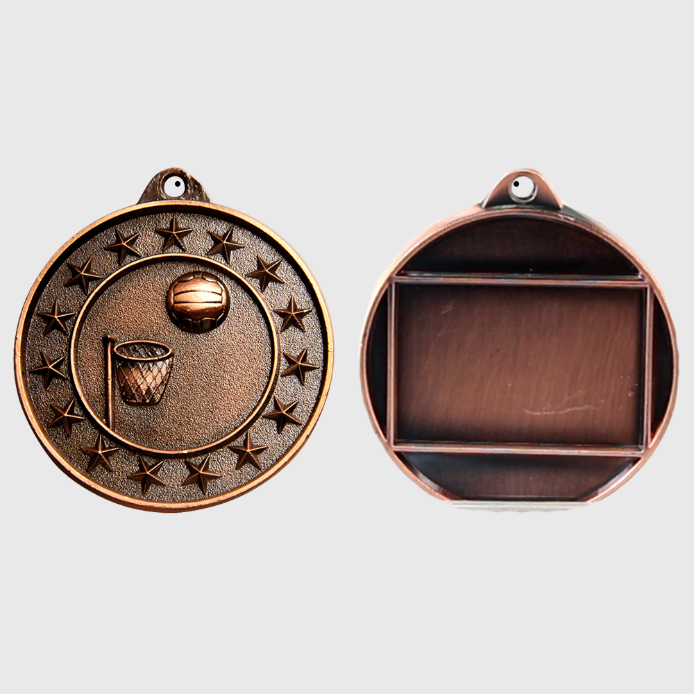 Netball Starry Medal Bronze 50mm