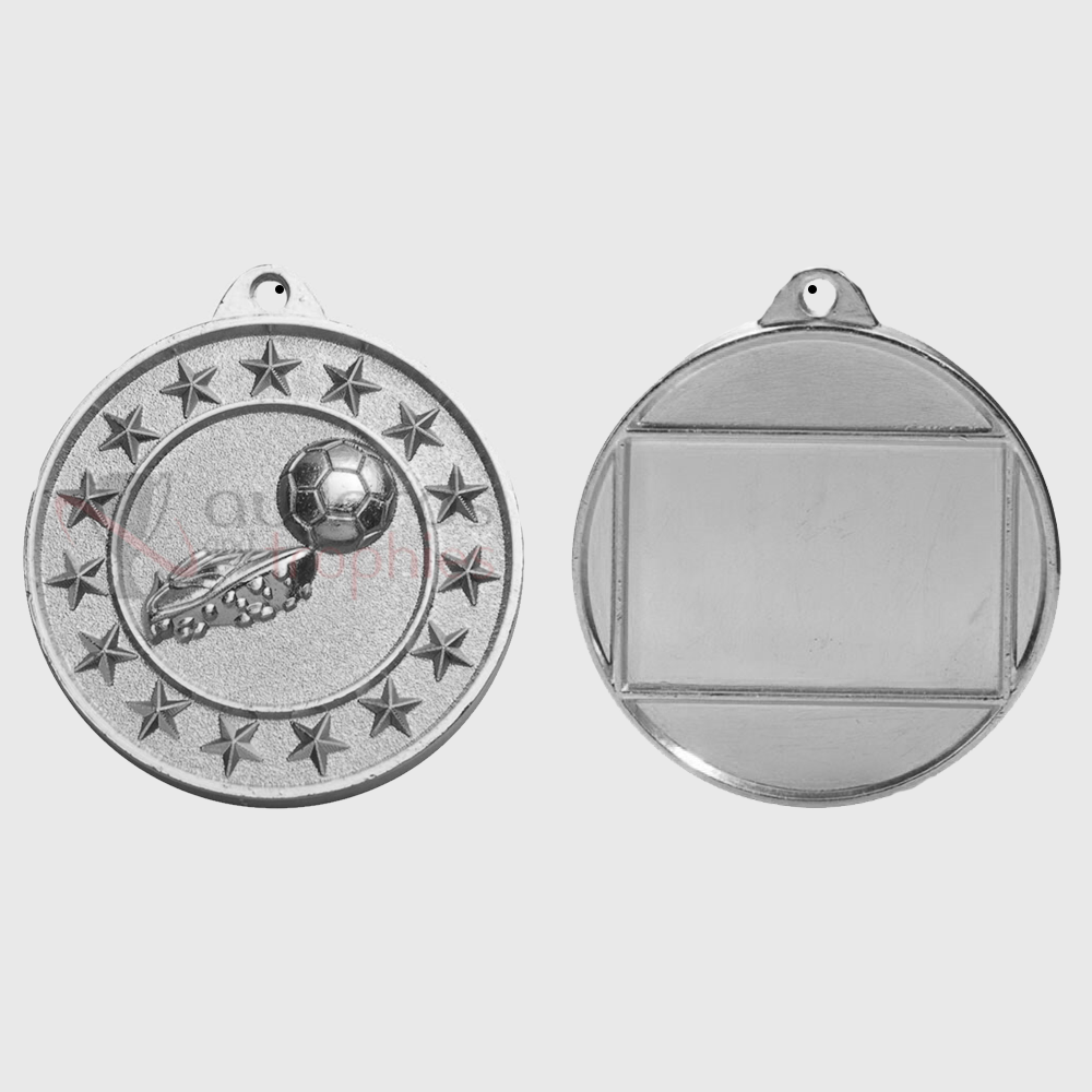 Soccer Starry Medal Silver 50mm