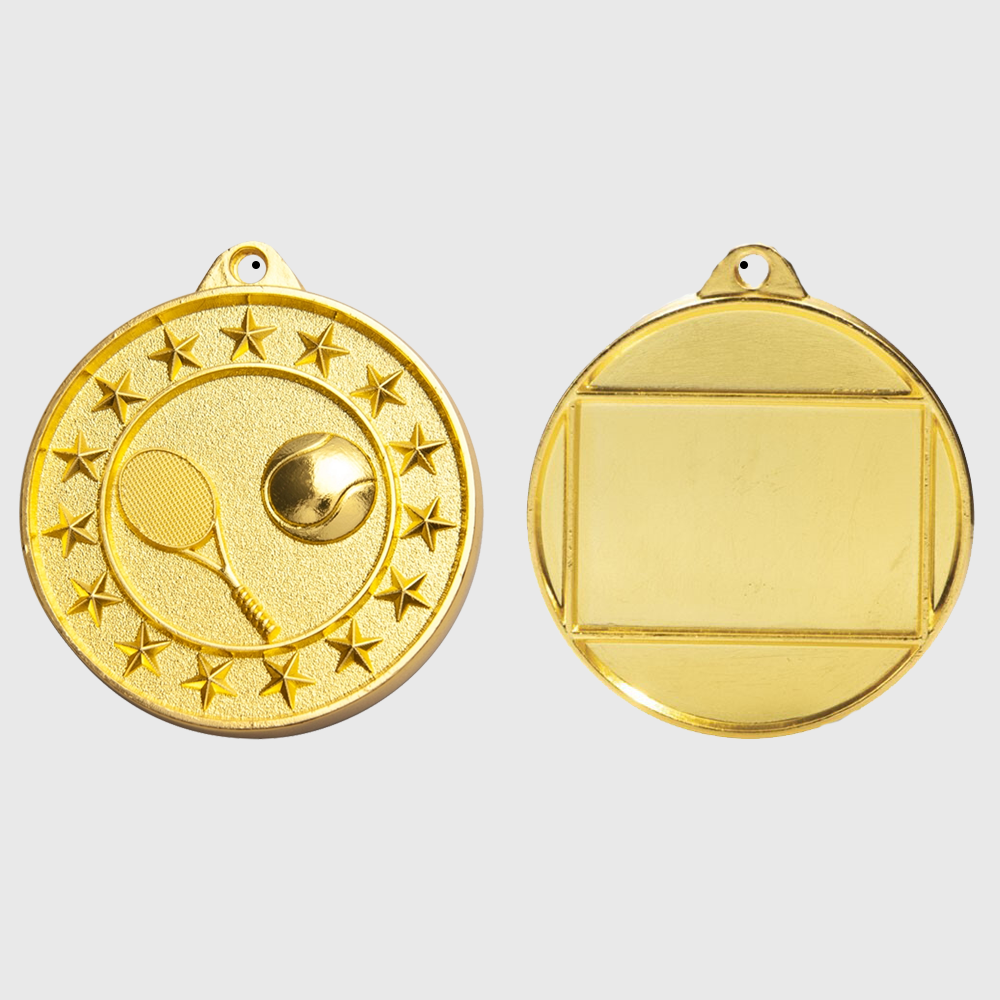 Tennis Starry Medal Gold 50mm