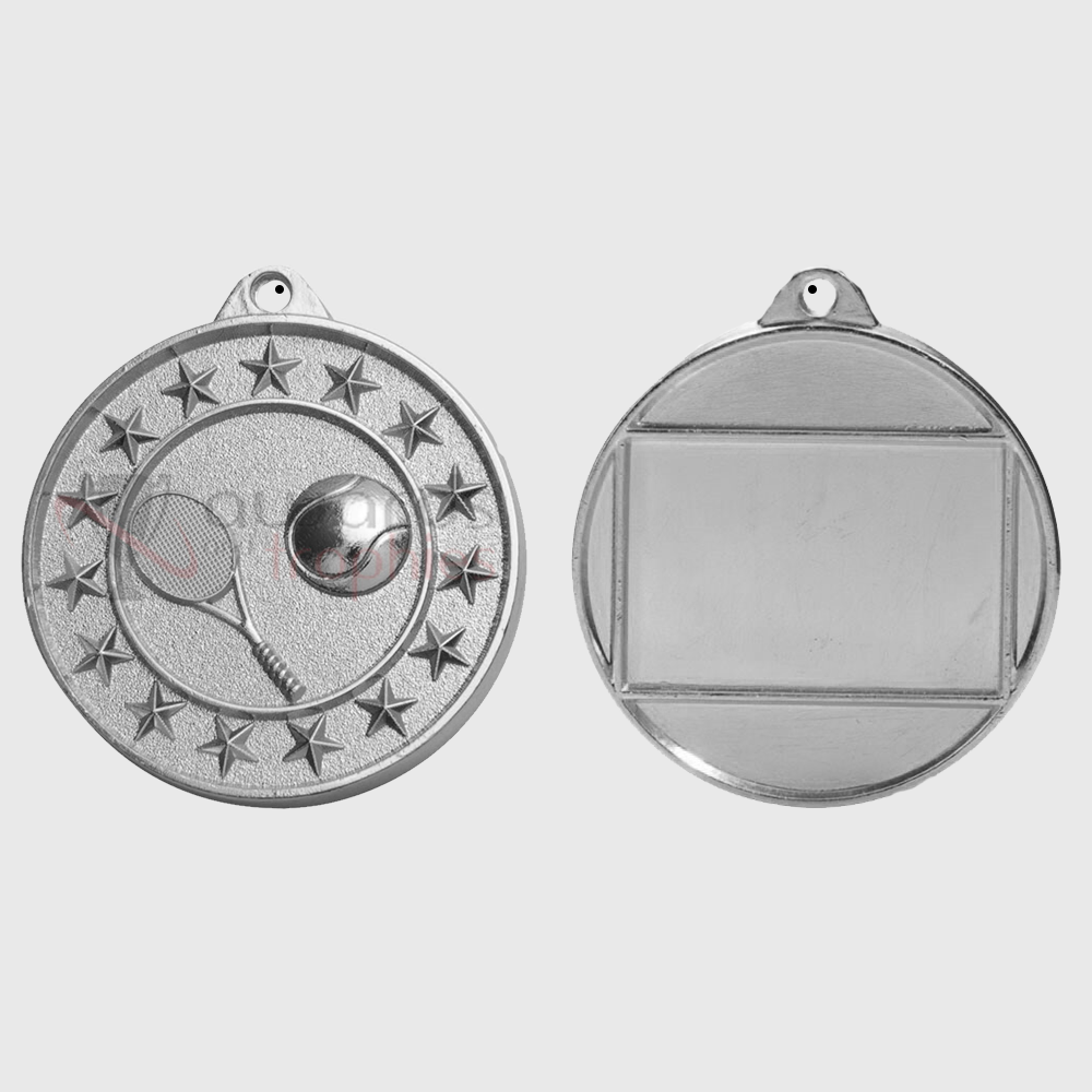 Tennis Starry Medal Silver 50mm