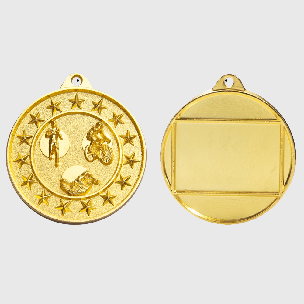 Triathlon Starry Medal Gold 50mm