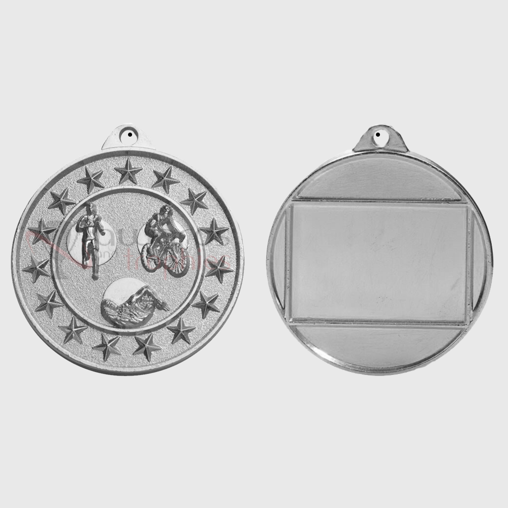 Triathlon Starry Medal Silver 50mm