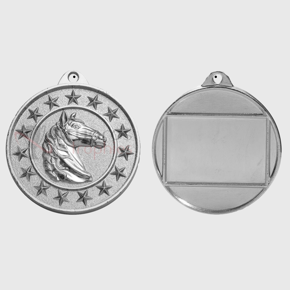 Horse Starry Medal Silver 50mm