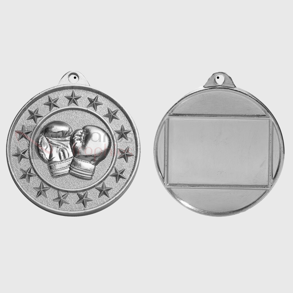 Boxing Starry Medal Silver 50mm