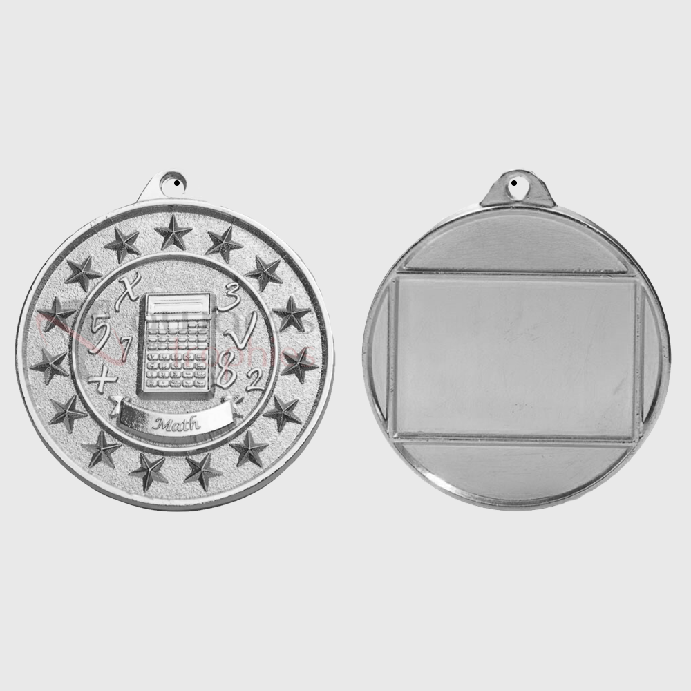 Maths Starry Medal Silver 50mm