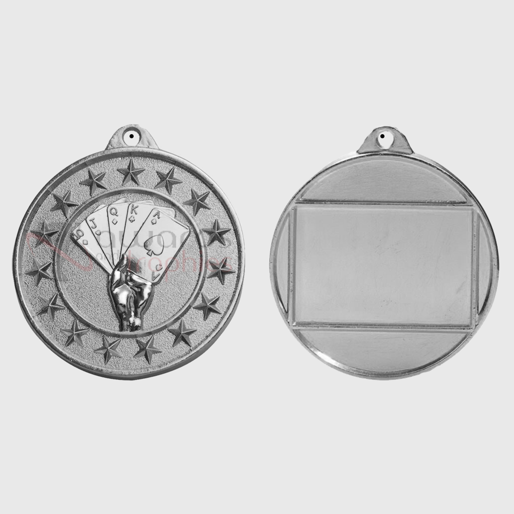 Poker Starry Medal Silver 50mm