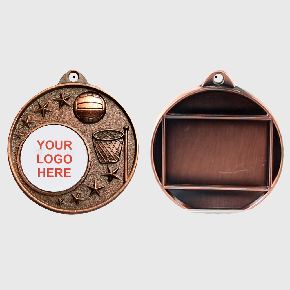 Netball Logo Starry Medal Bronze 50mm
