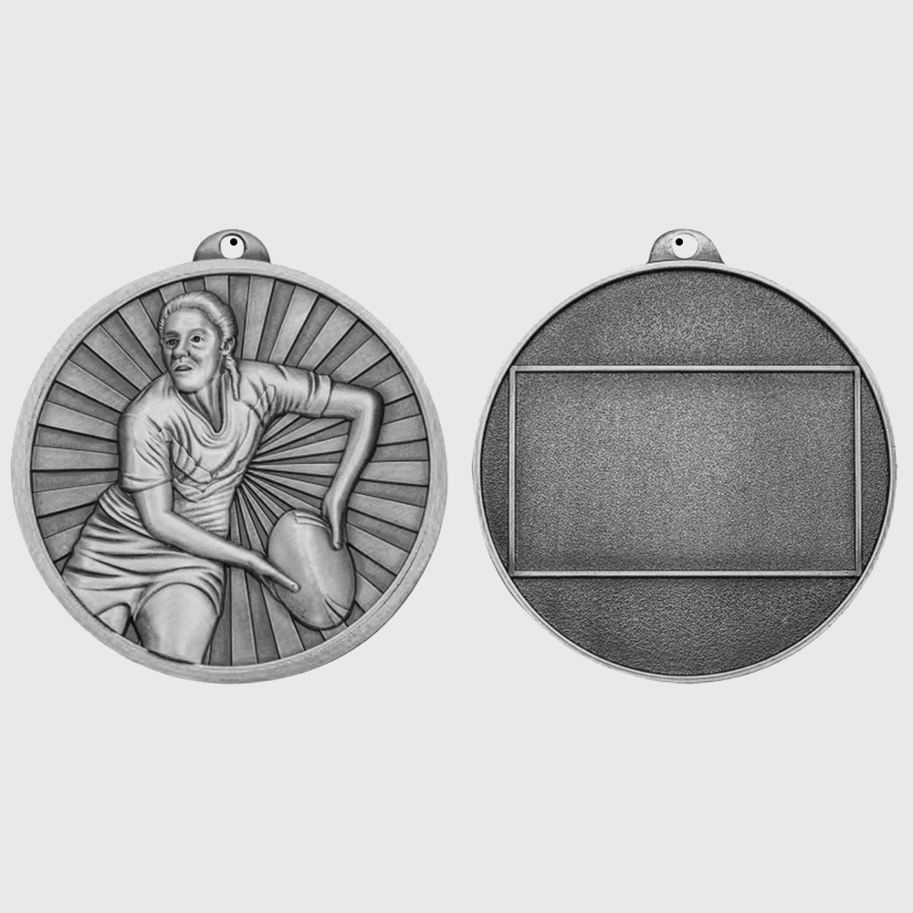 Triumph Rugby Female Medal 55mm Silver