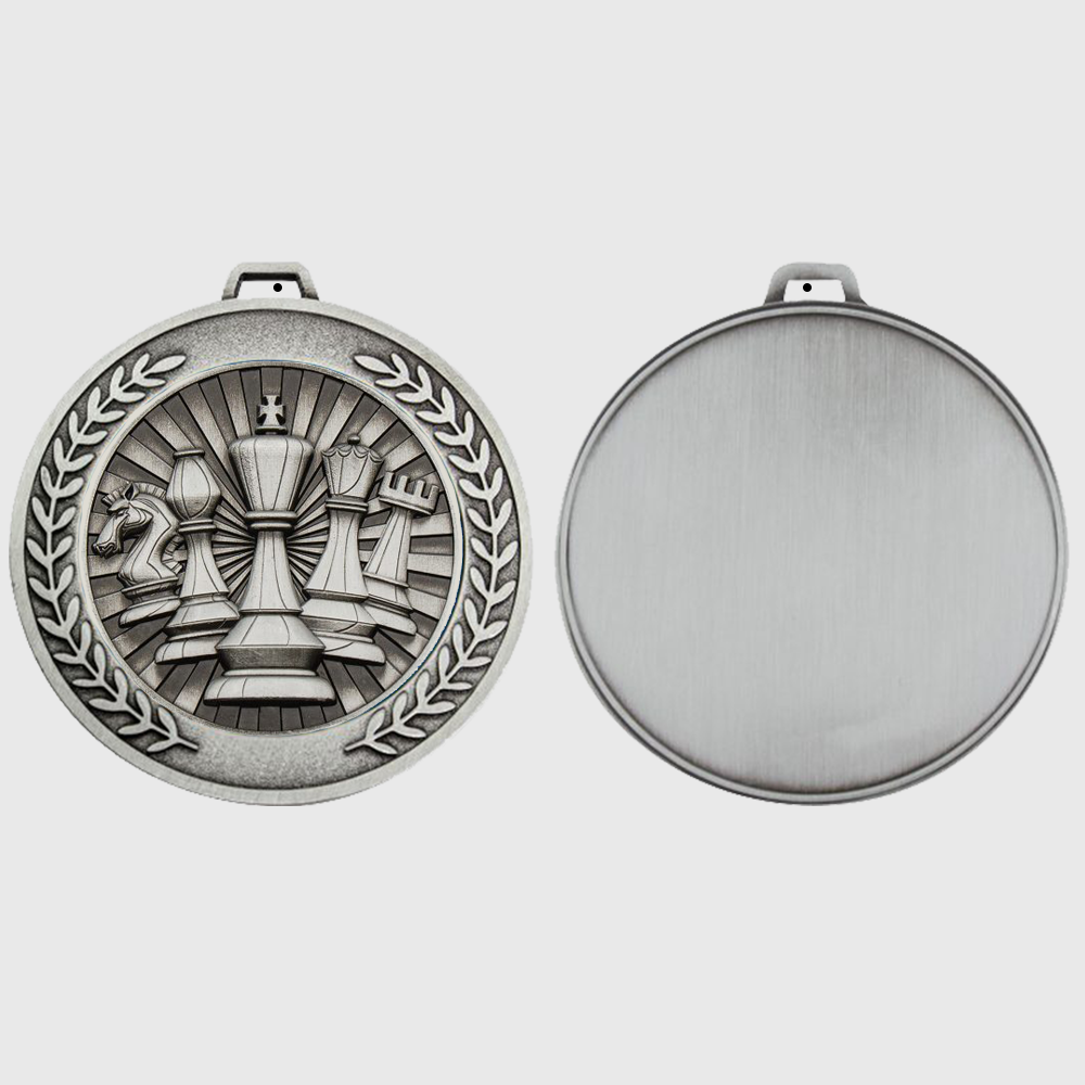 Heavyweight Chess Medal 70mm Silver