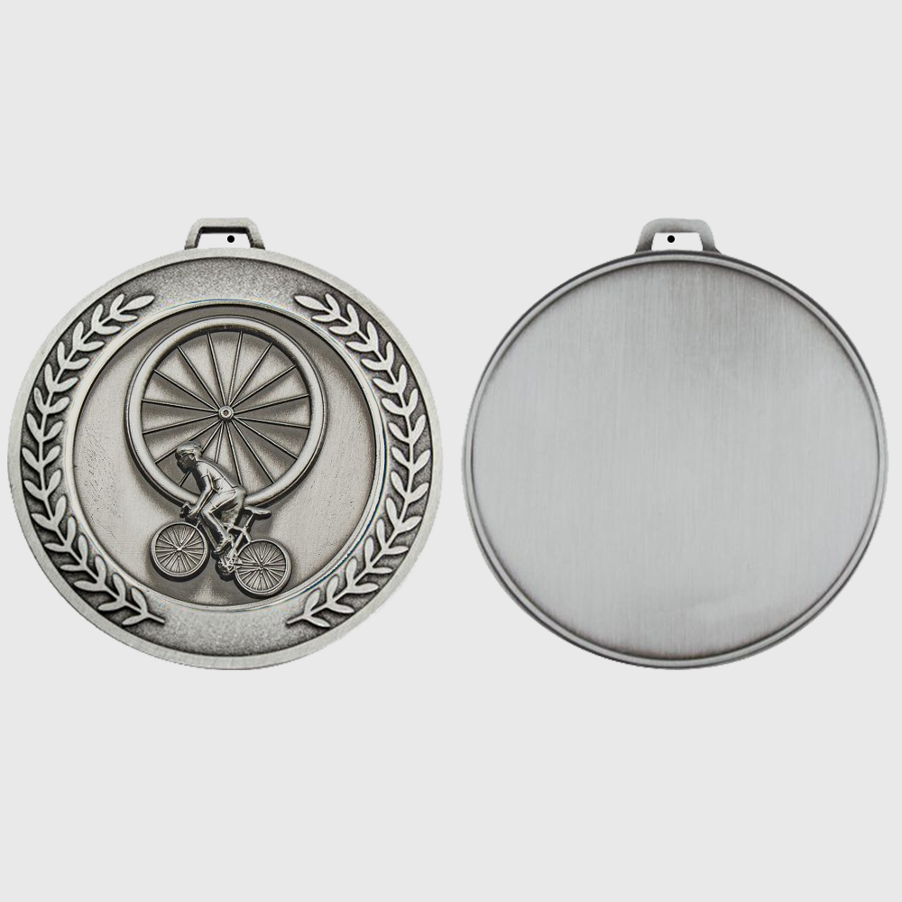 Heavyweight Cycling Medal 70mm Silver
