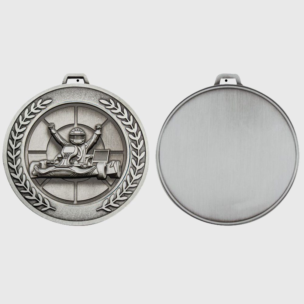 Heavyweight Go Kart Medal 70mm Silver