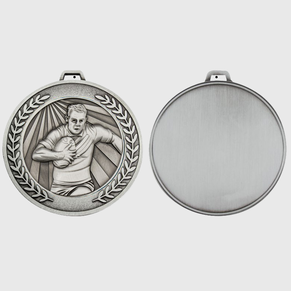 Heavyweight Rugby Male Medal 70mm Silver