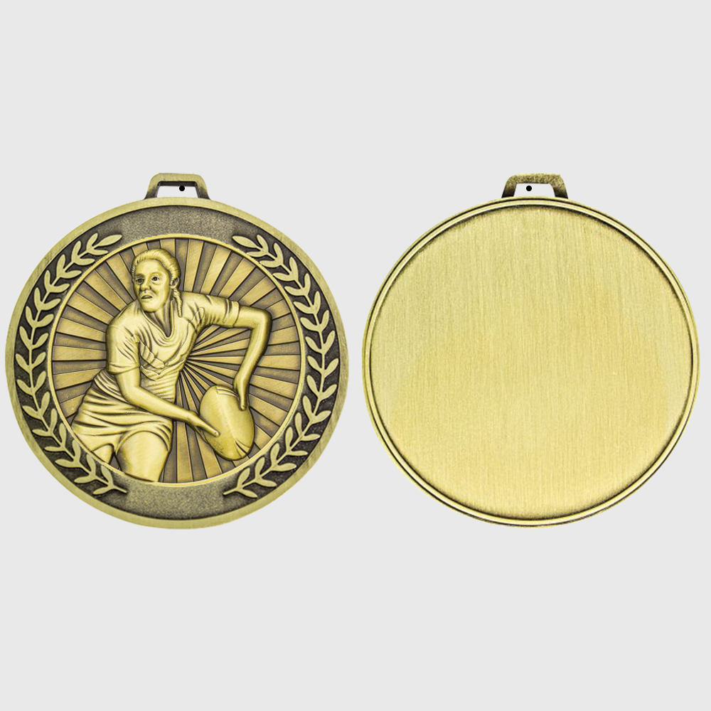 Heavyweight Rugby Female Medal 70mm Gold