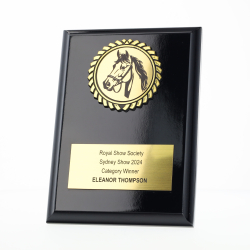 Black Plaque 150mm - Horse