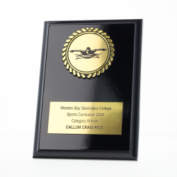 Black Plaque 150mm - Male Swimmer