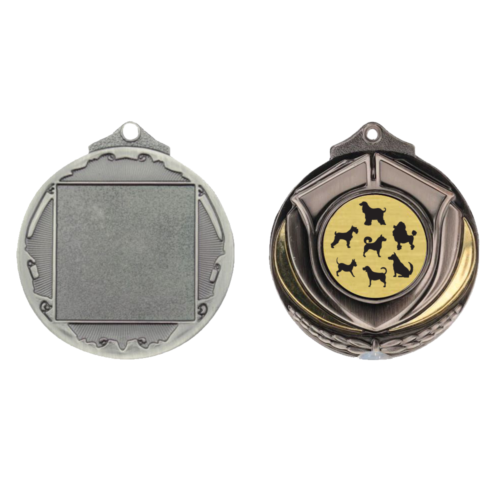 Two Tone Silver Medal 50mm - Dogs
