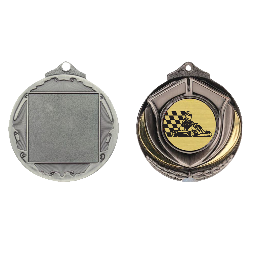 Two Tone Silver Medal 50mm - Go Kart