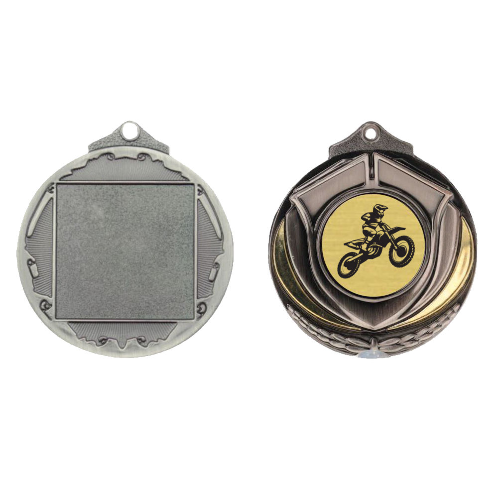 Two Tone Silver Medal 50mm - Motocross