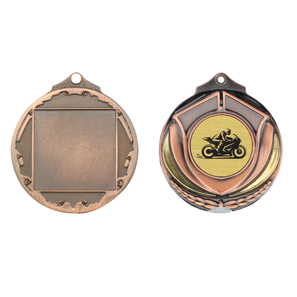 Two Tone Bronze Medal 50mm - Motorbike